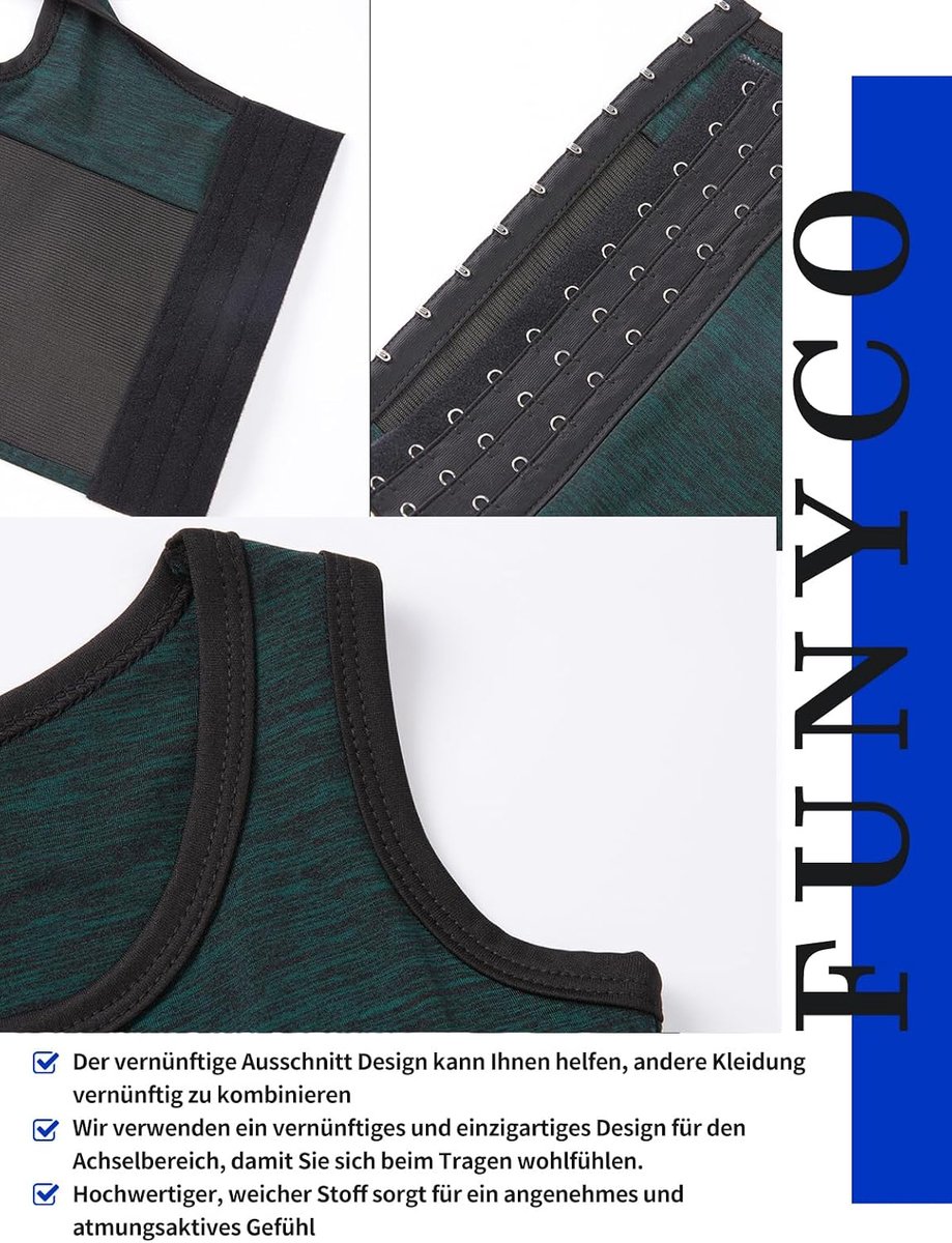 Binder Grote Borst FTM Voorzijde 3 Rijen Gesp Stropdas Ademend Transgender Bandage Tank Top