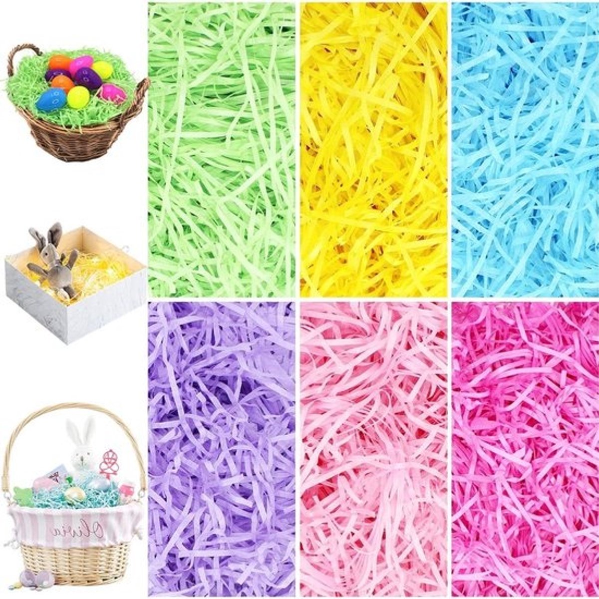 Paasgras Vuller - Mand Decoratie - Paasmanden Versieren - Recyclebaar Papier - 300 Gram - 6 Kleuren