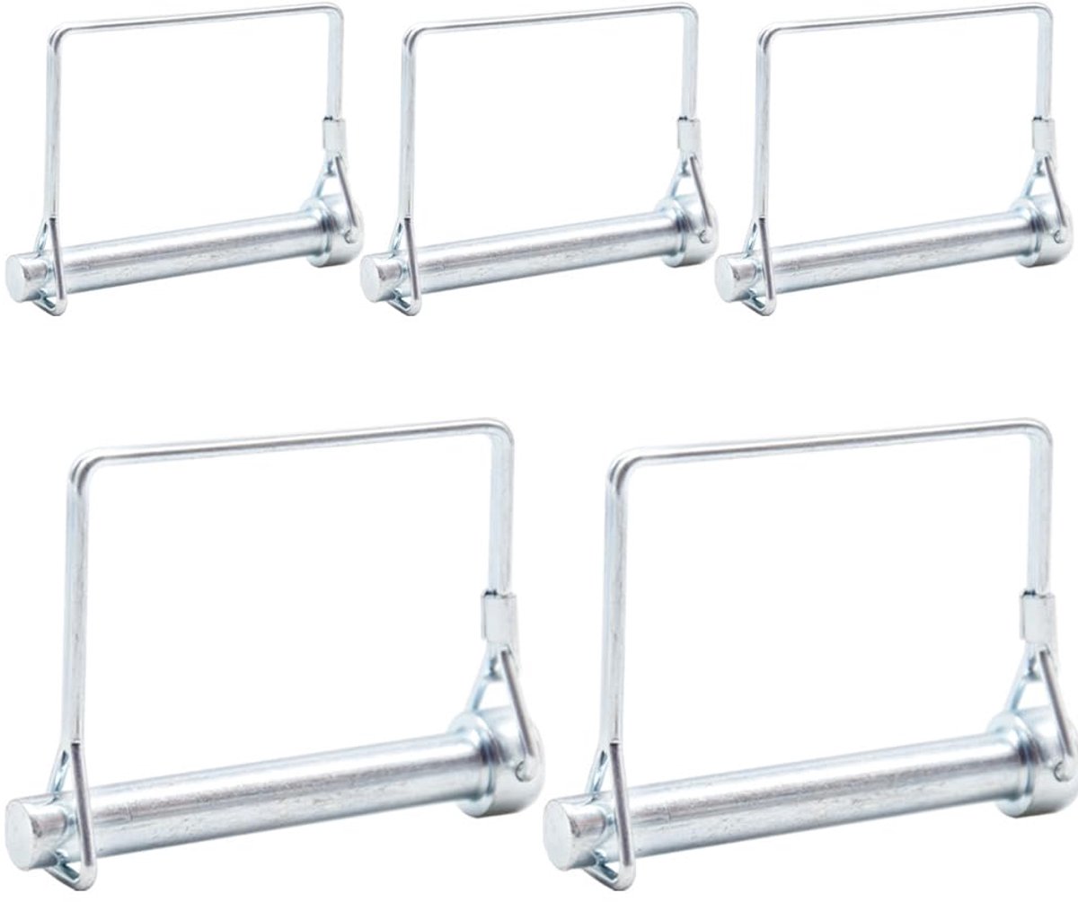 5-stuks Beveiligingsspeld 10 mm x 70 mm Een klinknagel buisklemvlag met vergrendeling hoekige beugel van verzinkt staal voor aanhangwagens, tractoren, dumpers, boerderijen, grasmaaiers (F.10