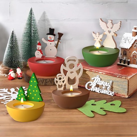 2 stuks kerst kaarsvorm siliconen, doe-het-zelf kerstboom kaarsvorm siliconen vormen gietvormen kaarsenhouder voor doe-het-zelf geurkaars Kerstmis gietvormen siliconen gipsvormen om te gieten — afbeelding 4