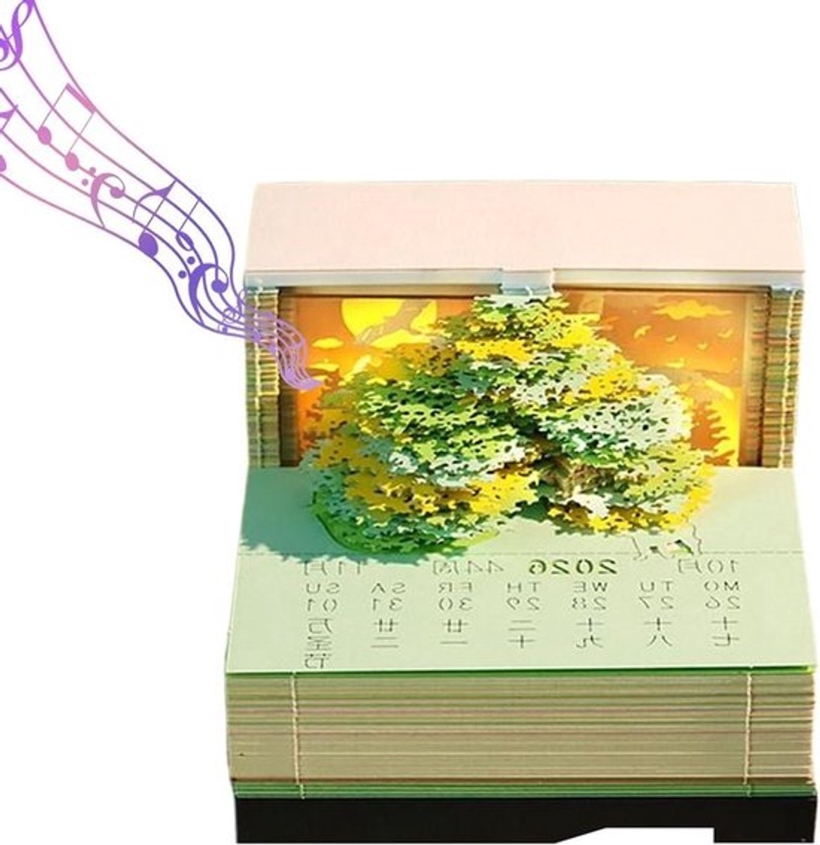 3D Notitieblok Kalender - Bureau Kalender Decoratie - Dagelijkse Planning Organiseren - Met Muziekfunctie