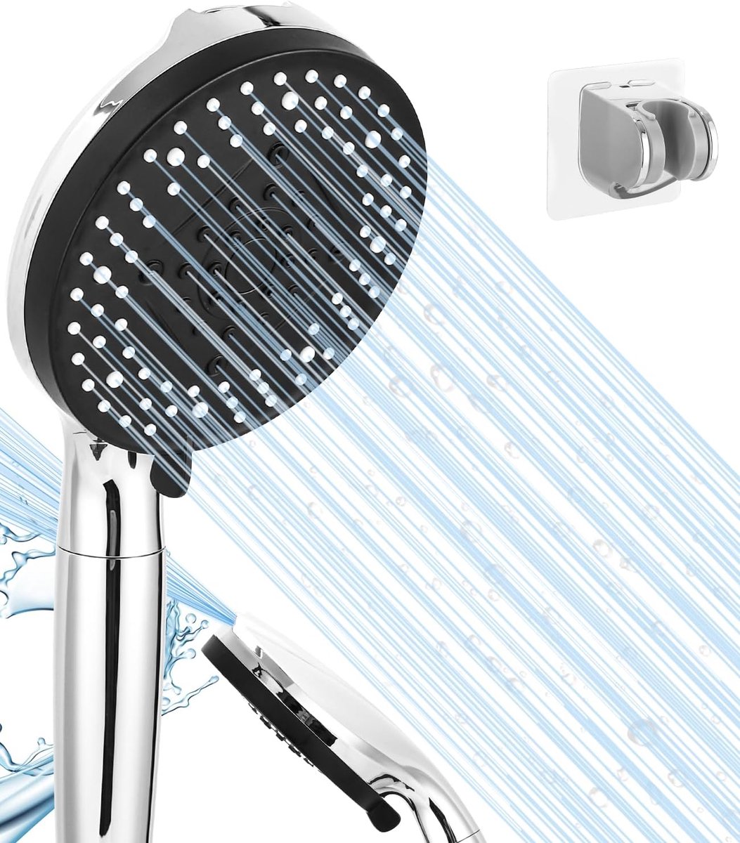 Douchekop met filter, 8 straalsoorten, waterbesparend, handdouche, filter, minerale stenen, douchekop voor hard water, handdouche met filter tegen kalk voor hard water, bacteriën