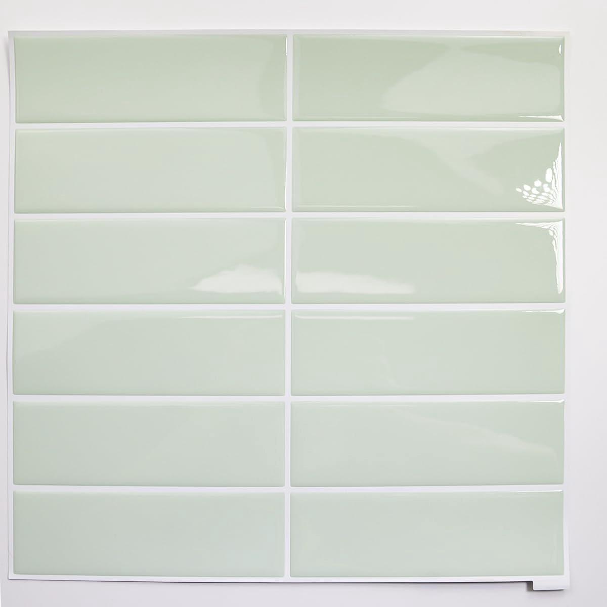 10 vellen 30 x 30 cm mintgroene 3D vinyl muur tegelstickers transfers, afpellen en opplakken, zelfklevende waterdichte spatwand, tegelstickers voor keuken, badkamer muur
