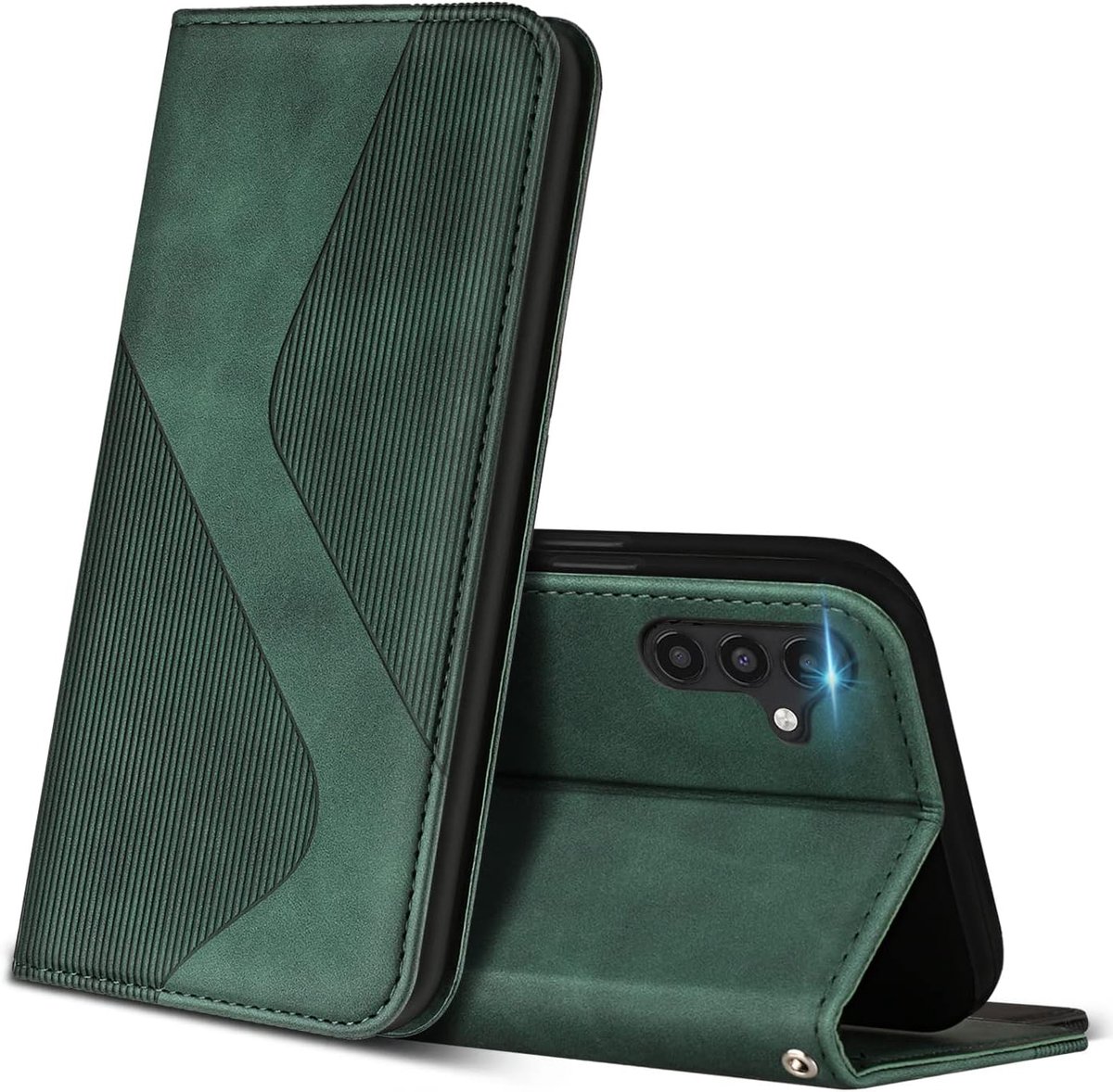 Hoesje voor Samsung Galaxy A54 5G, PU Kunstleer Bookcase Telefoonhoesjes met [Kaartsleuven] [Stand], Flip Case Beschermhoesje voor Samsung A54 5G (Groen)