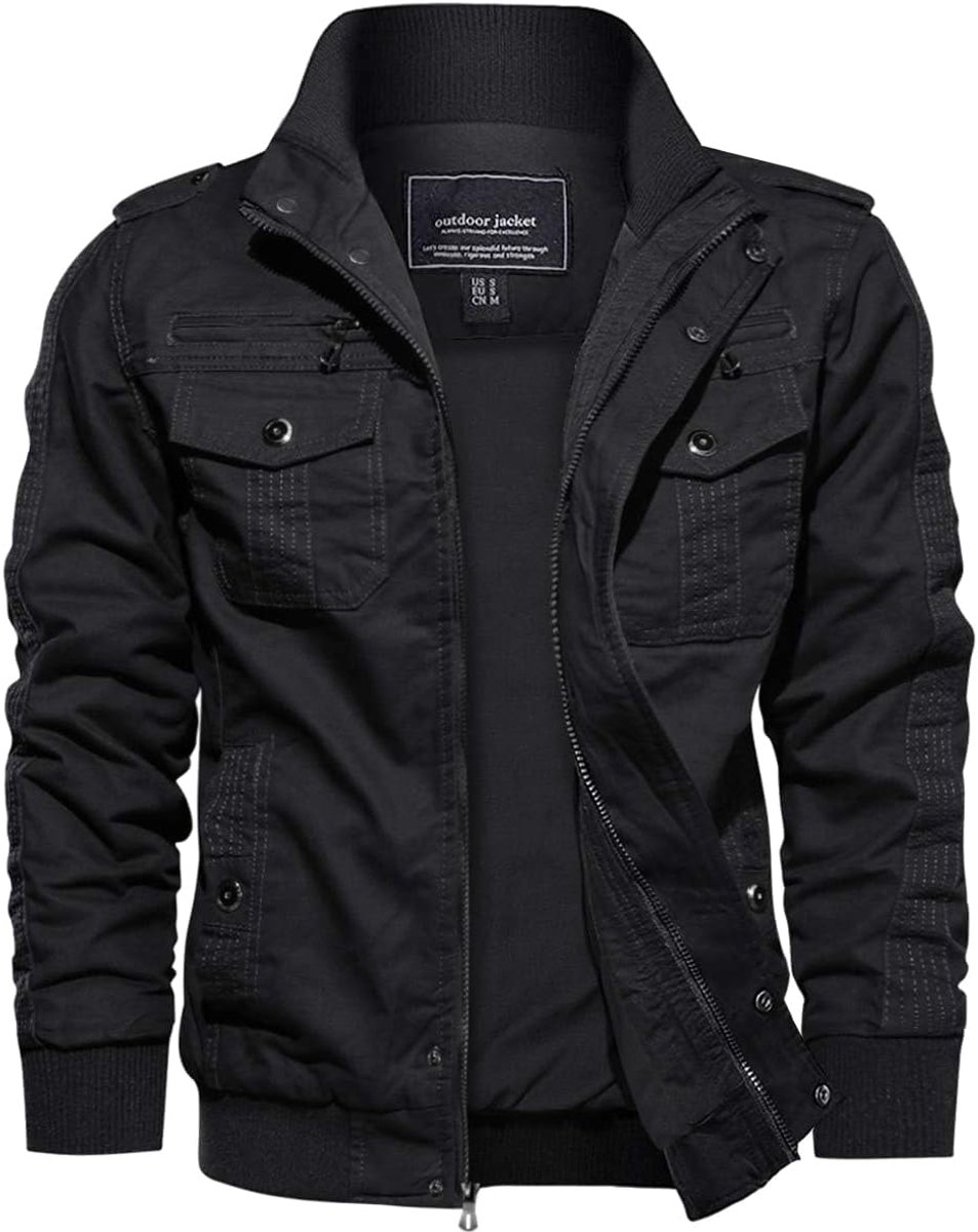 Mannen Casual Katoen Militaire Bomber Jas Winter Bovenkleding Windjack Cargo Jas Multi Zakken