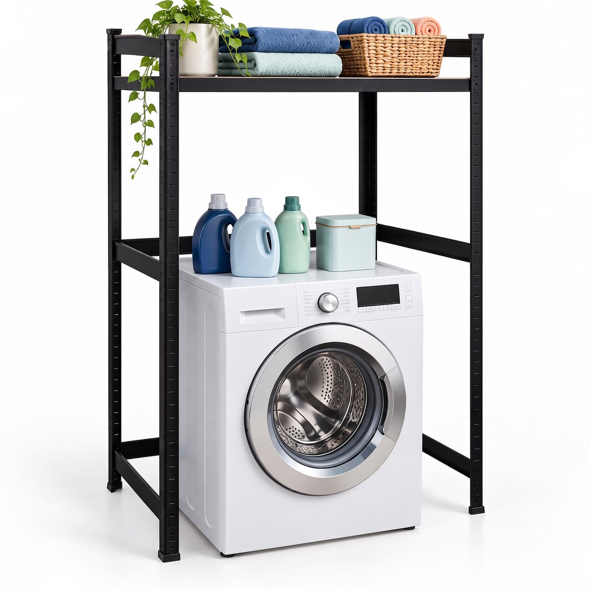 Wasmachine rek - 120x90x60 cm - 200 kg - zwart-bruin