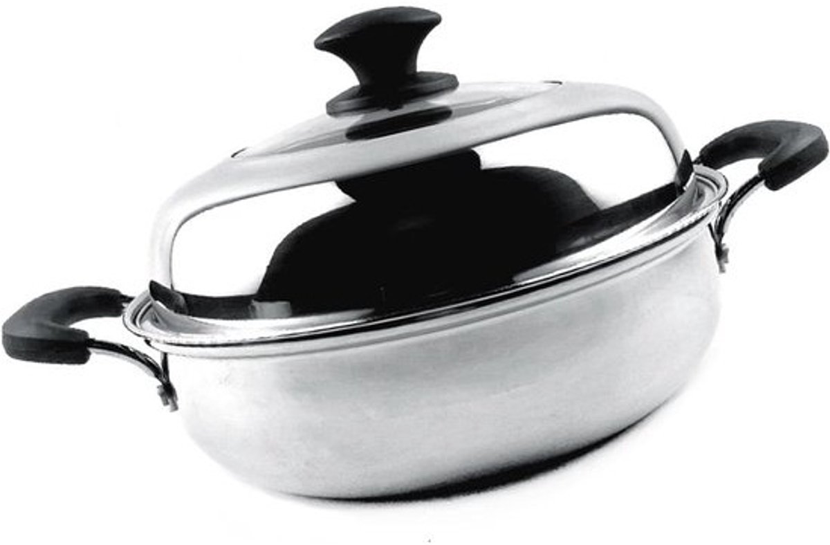 Verdikte Stoompot - Soephotpot Multifunctioneel - Inductie Koken - Duurzaam Roestvrij Staal - 34cm Diameter - Zilverkleurig