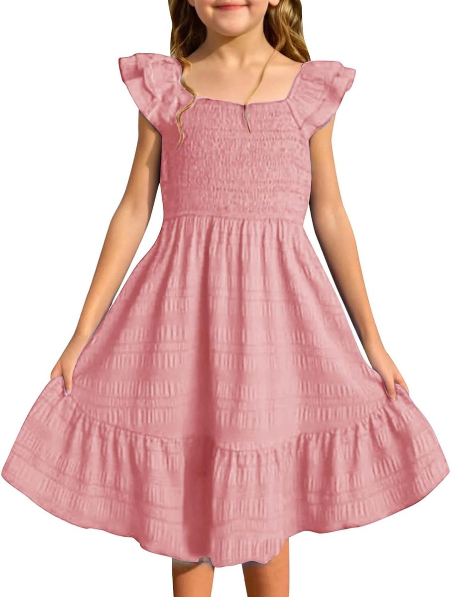 Jurk voor meisjes, kinderen, zomerkleding, bloemen, mouwloos, katoen, prinses, ceremonie, bruiloft, chic, mode, verjaardag, casual, ademend, glamour, A58