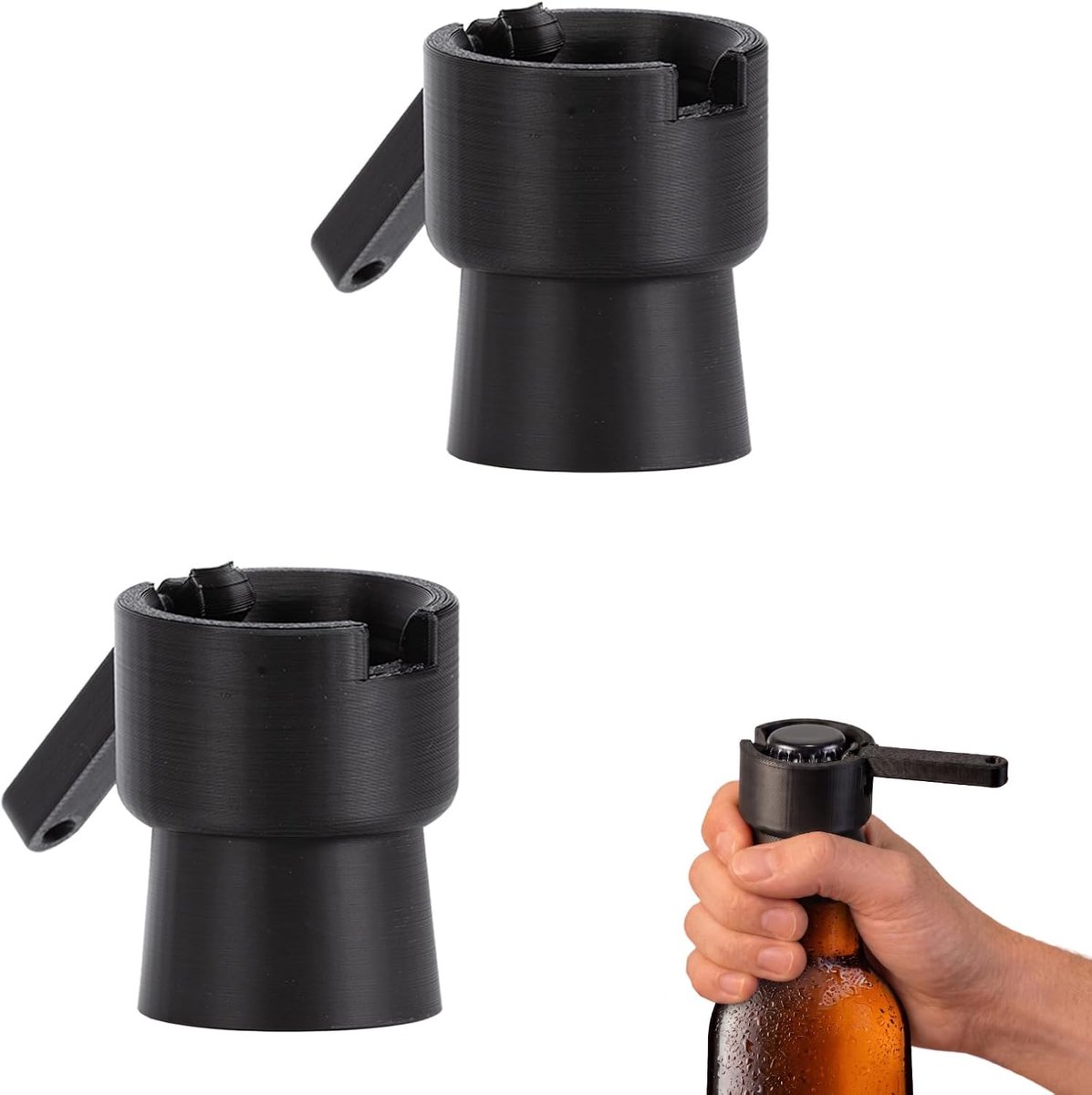 2 stuks flesopener, grappig, draagbare bierflesopener, veelzijdige bieropener, flesopener, biergadgets voor huisbar, barman en thuis, zwart (Small)