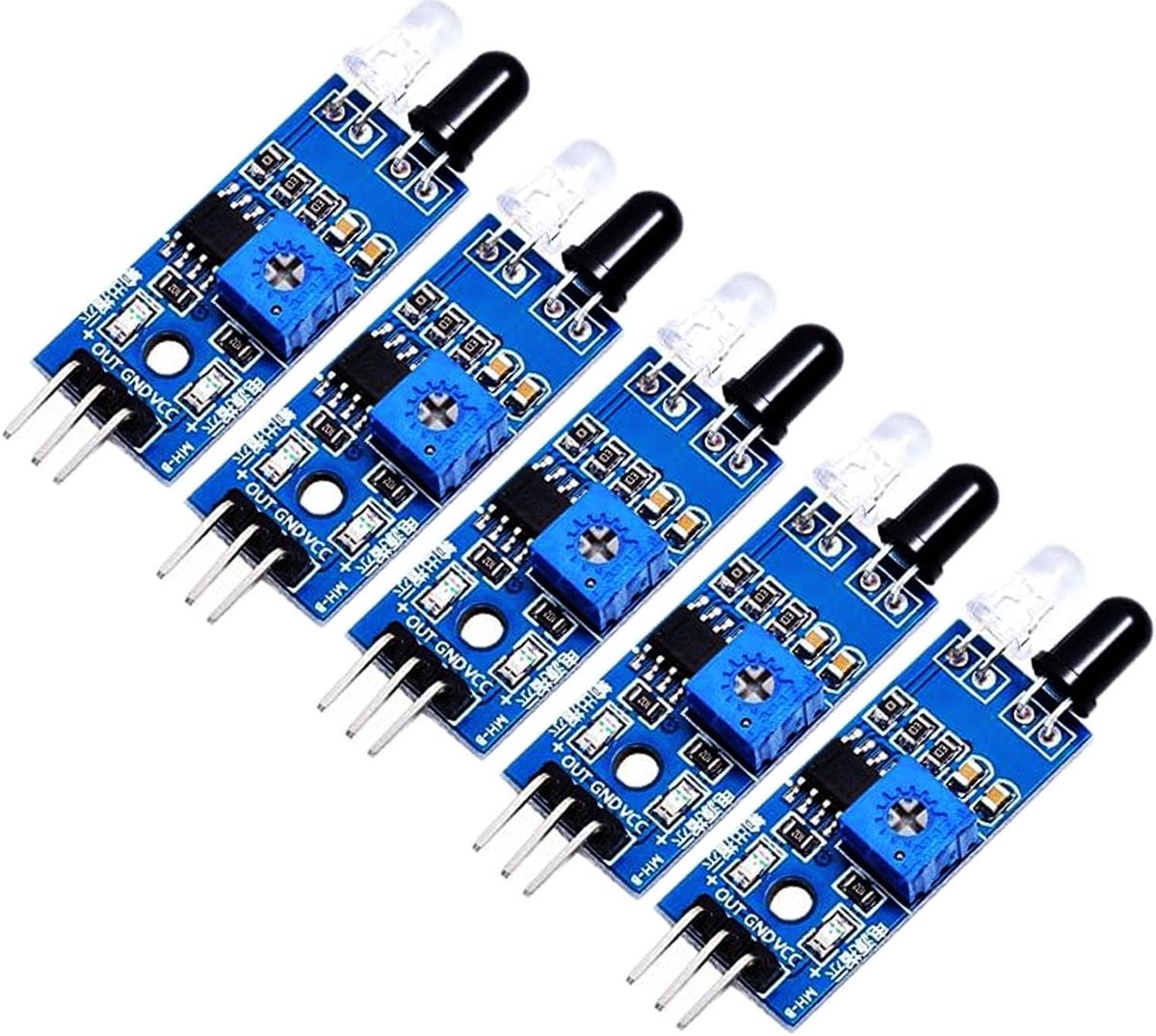 Infrarood barrièremodule, 3-pins IR infrarood obstakel vermijdt sensormodule, 3-5 V instelbare foto-elektrische reflectie-sensormodule