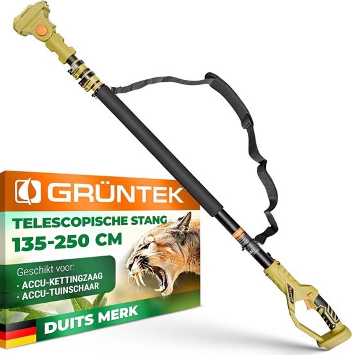 Telescopische Stang - Verlengstok Snoeien - Snoeien op hoogte - 6-voudig verstelbare kop - 135-250 cm - Geel