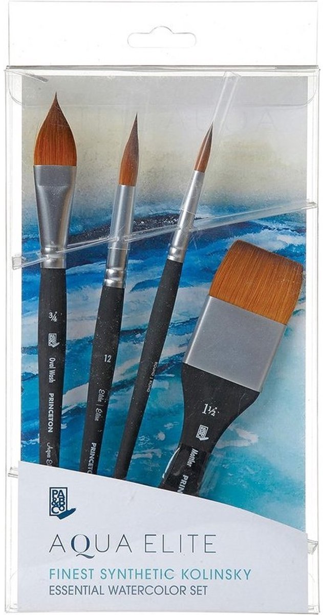 Synthetische Aquarelpenselen Set - Fijne Kolinsky Sable Look - 4 Delig