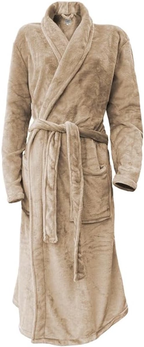 Fleece Badjas Uni - shady sand - XL