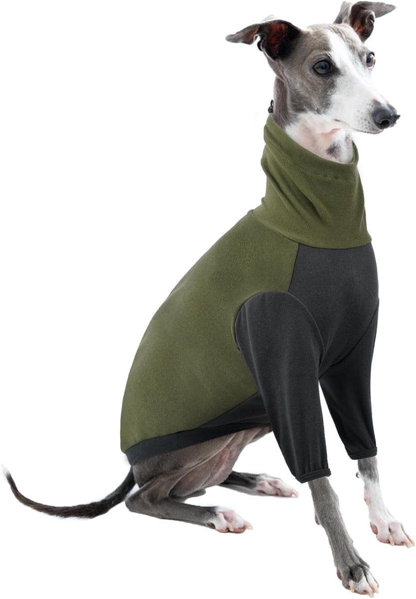 hondentrui van fleece, lichtgewicht greyhound huisjas warme whippet overall whippet winterkleren greyhound trui (legergroen, L)