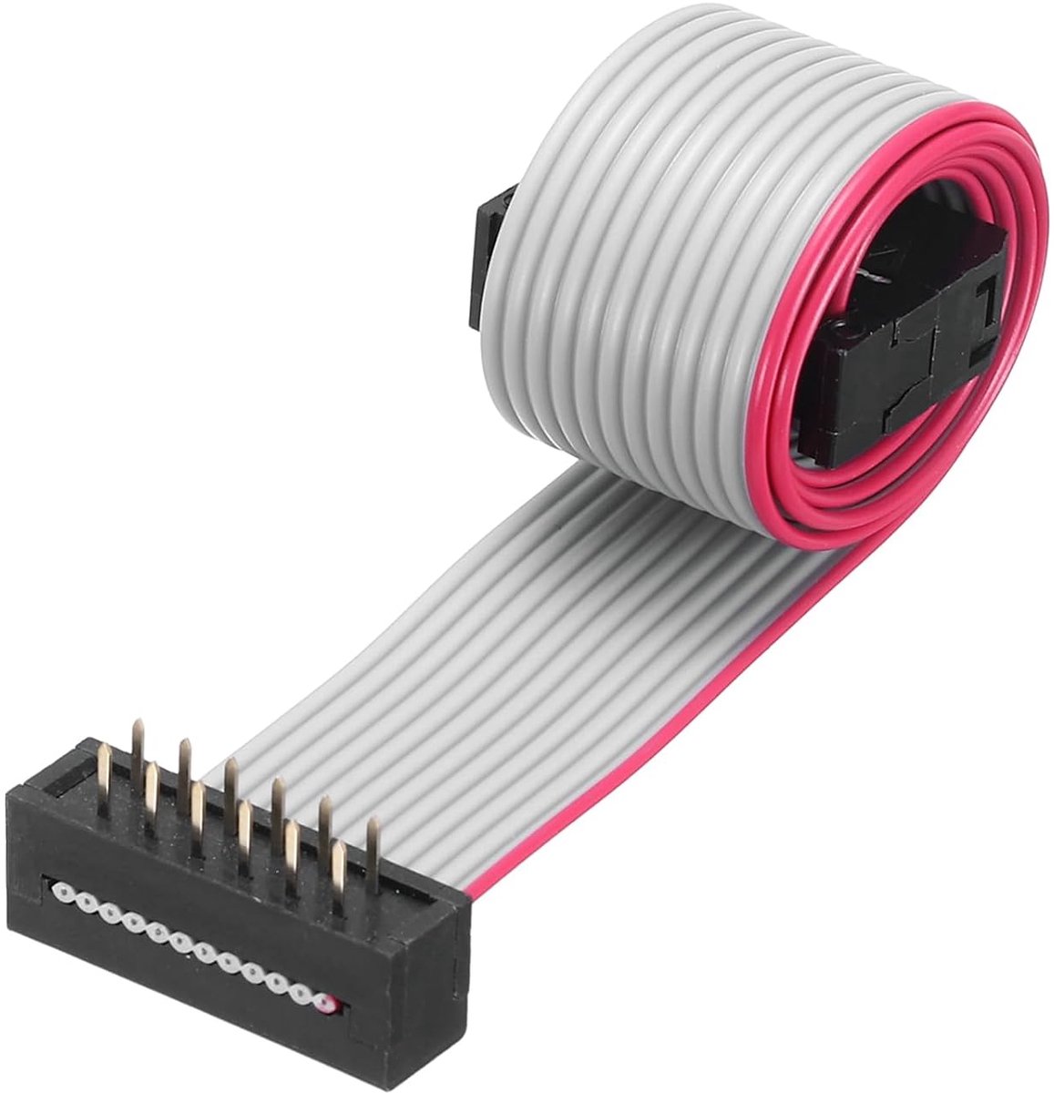 Platte bandkabel IDC, FC/FD-stekker, type A, 12-polig, 2,54 mm, lengte 0,3 m, grijs