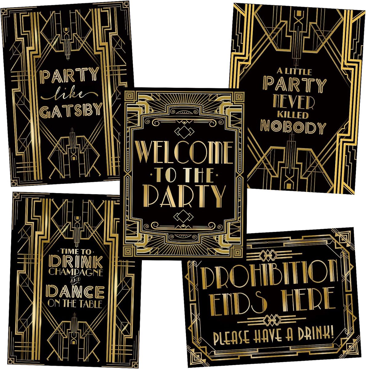 Gatsby partyposter in jaren 20-stijl, 40,6 x 30,5 cm, A3, Engelse versie
