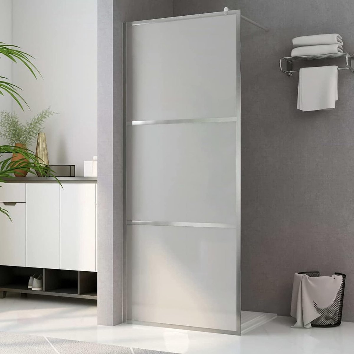 Douchewand van gehard glas, modern matglas, gesatineerd, verstelbaar profiel (98-100) x 195 cm