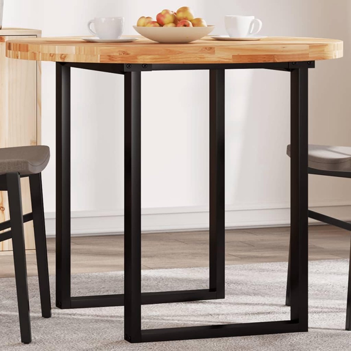Vervangend tafelblad, eettafelblad, houten tafelblad, vervangingsplaat voor tafel, geschikt voor restaurant, eetkamer, café, hotel, rond, Ø90 x 4 cm, massief hout, acacia