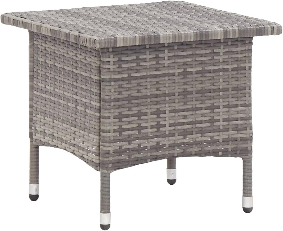 Salontafel van synthetisch rotan, tuintafel, buiten, bijzettafel, grijs, 50 x 50 x 47 cm