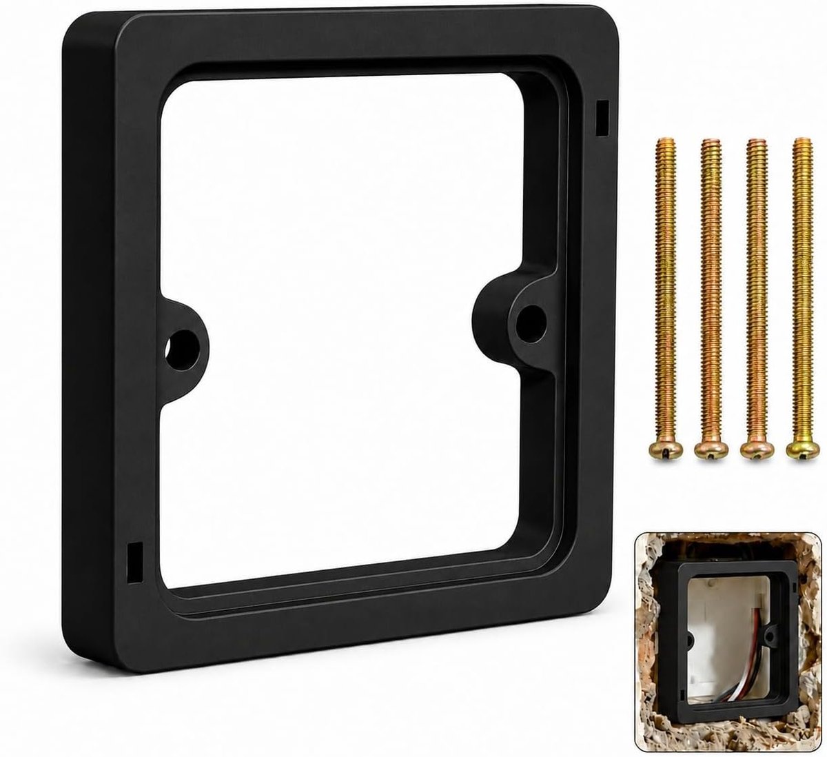 10mm Contactdoos Spacer, Standaard Zwarte Enkele Stopcontact Uitbreiding voor 1-Vaks Inbouwdozen, Duurzame Lichtschakelaar Opvulring
