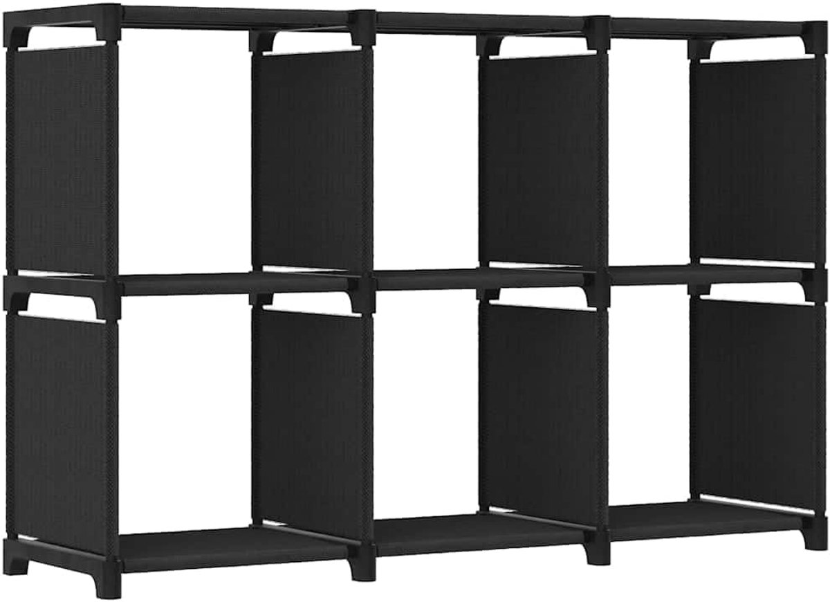 6 vakken zwart 103x30x72,5 cm stof