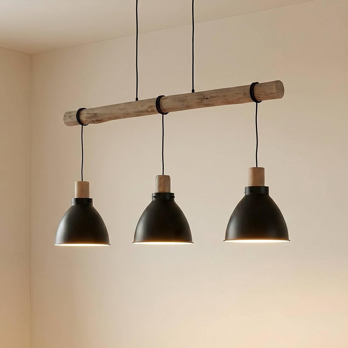 Hanglamp 'Trebale' (scandinavisch) in Zwart uit overige metaal o.a. voor woon-/ eetkamer - Pendellamp, hangverlichting, eettafel lamp