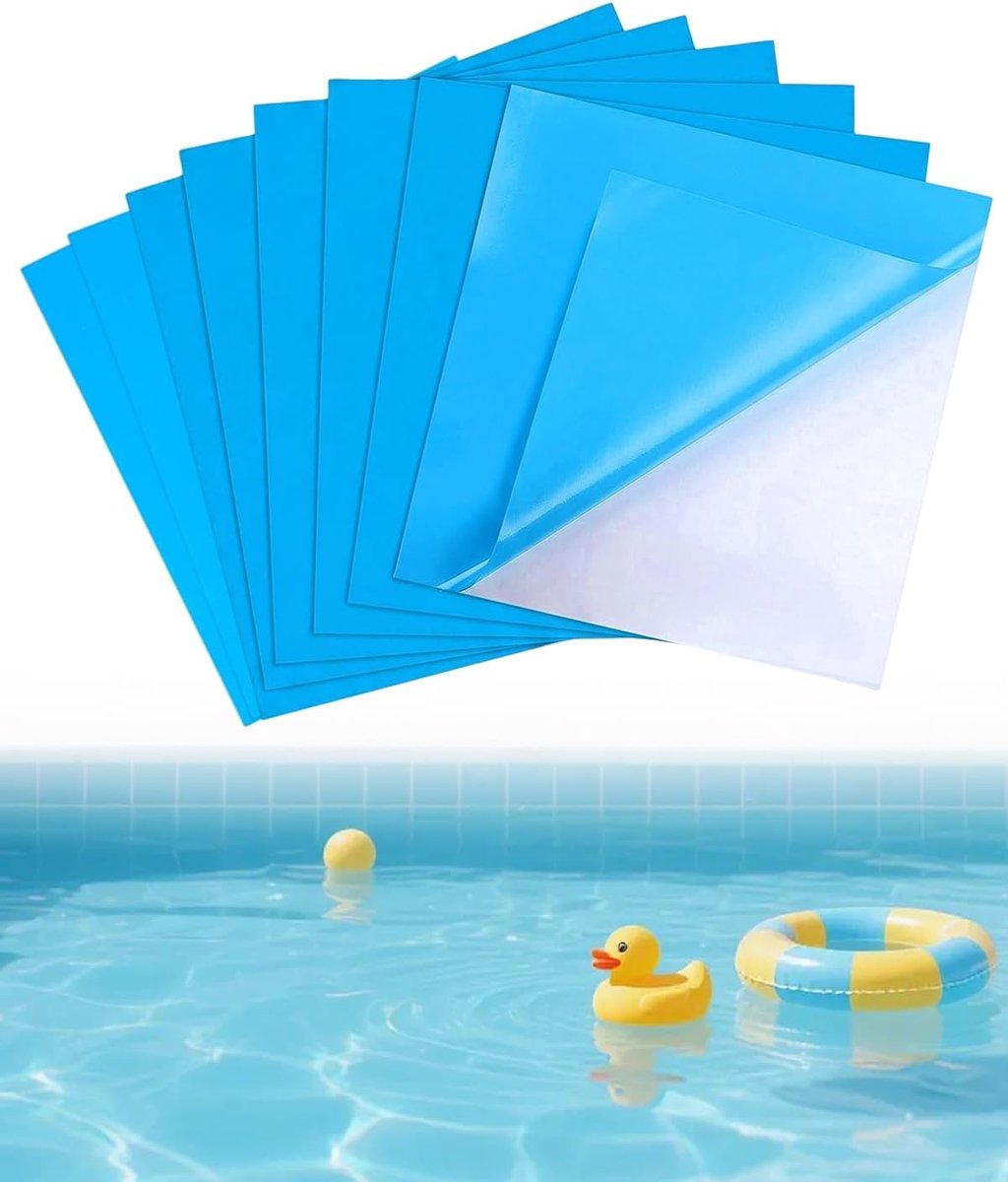 Reparatiepatches, blauw, vierkant, 7 x 7 cm, om op te strijken en waterdicht, kit voor het afdichten van lekken op bovengrondse zwembaden en luchtbedden