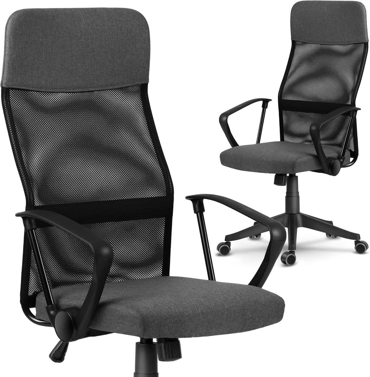 Ergonomische bureaustoel, geprofileerde rugleuning, in hoogte verstelbaar, ademend micromesh, stof, beige