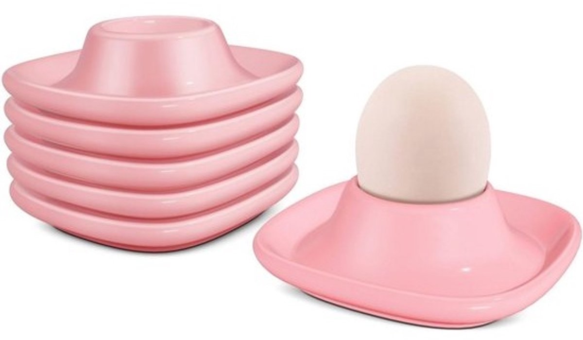 Set van 6 stapelbare keramische eierdopjes voor ontbijt en brunch