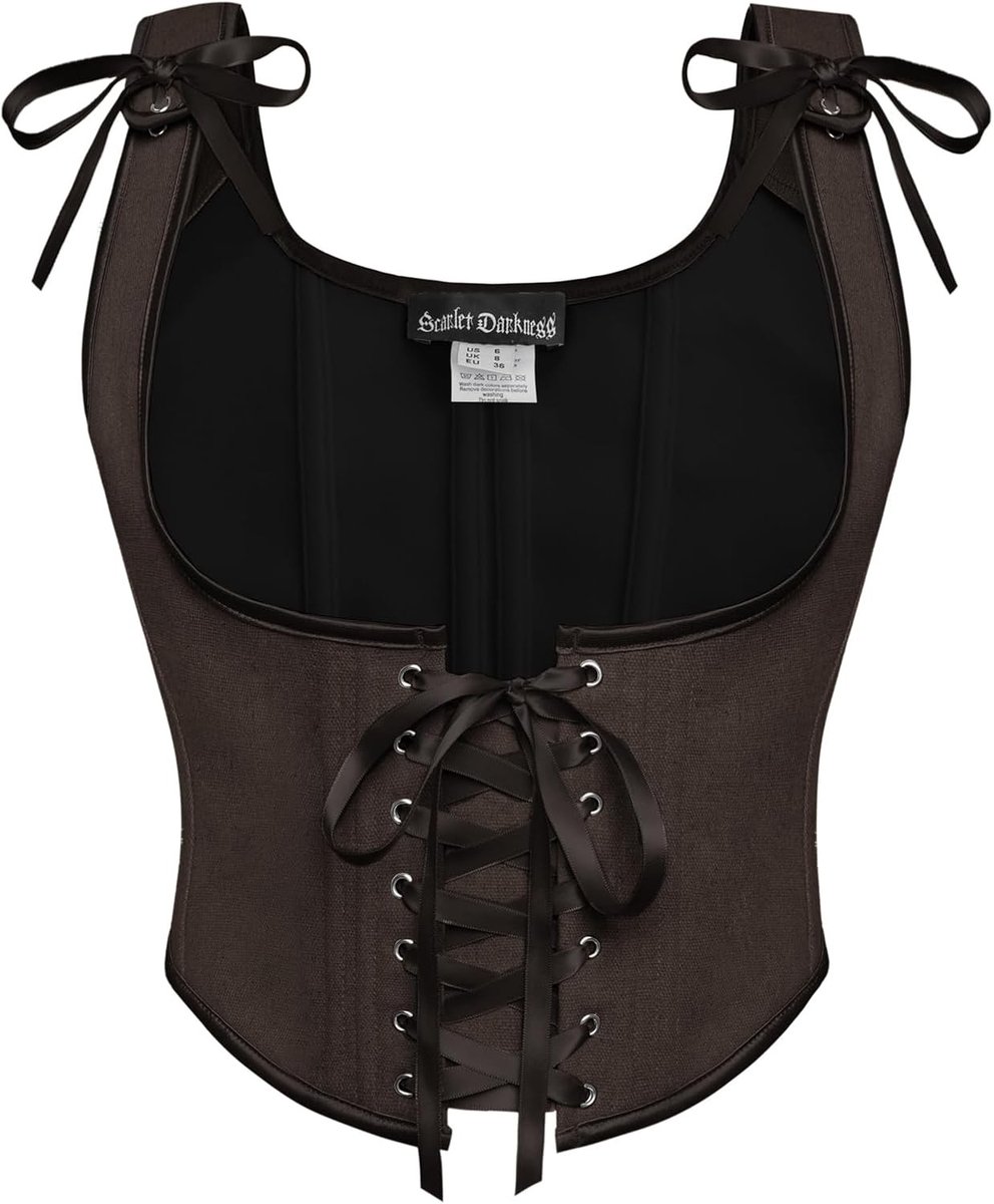 Renaissance Corset voor Dames met U-Hals en Lacing, Perfect voor Cottagecore Stijl en Feestjes