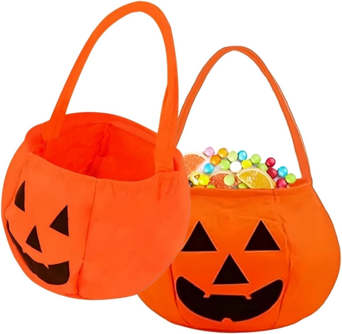 Halloween pompoentas voor kinderen, 2 stuks, schattige en kleurrijke traktatentas voor feestjes