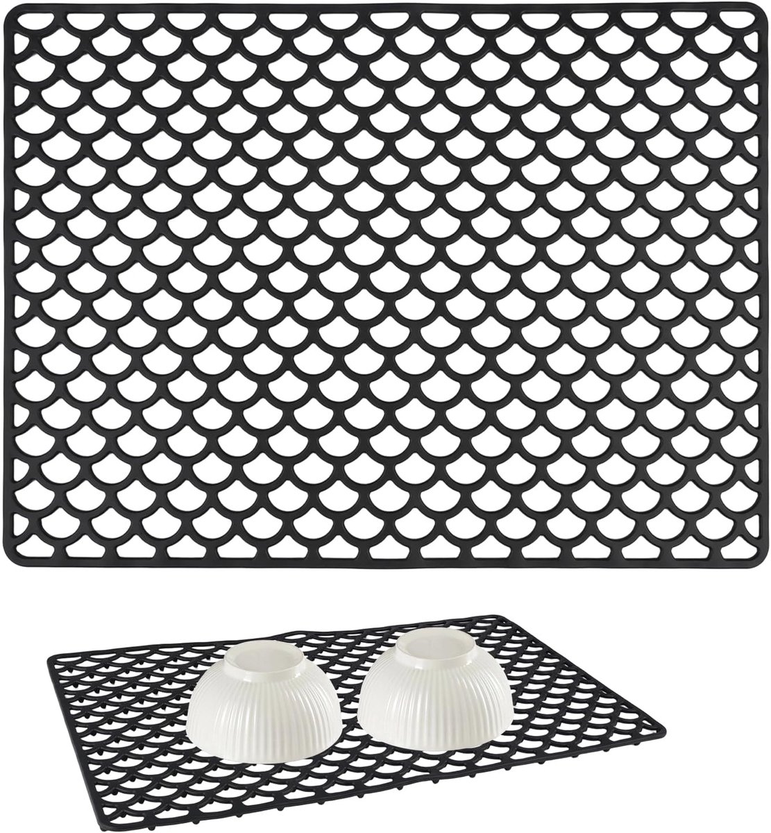 Spoelbakmat - Siliconen - Zwart - 46cm x 31.7cm
