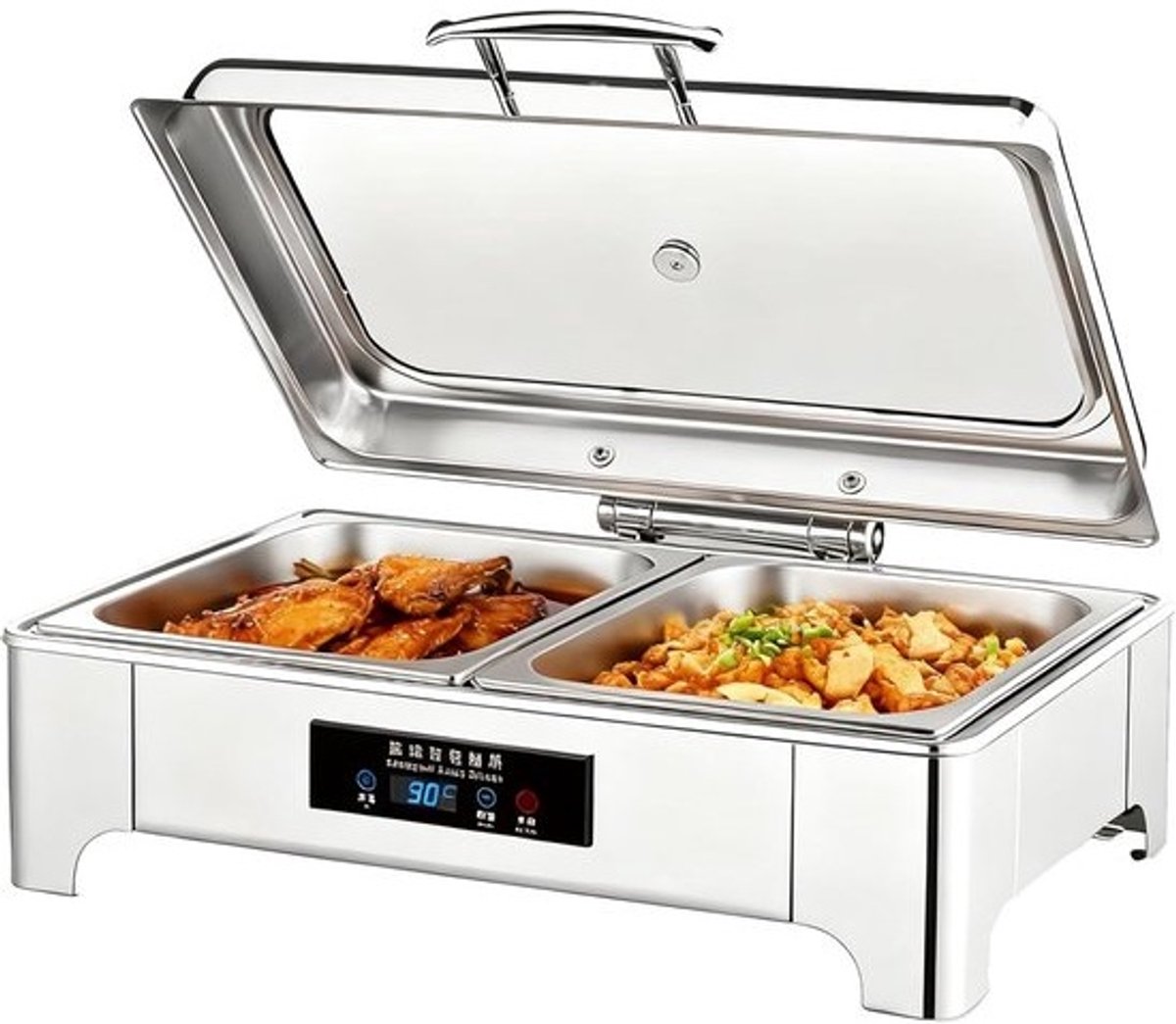 Elektrische Voedselwarmer - Warmhoudbak - Buffet Warm Houden - Instelbare Temperatuur - 58x44x26 cm - Zilver