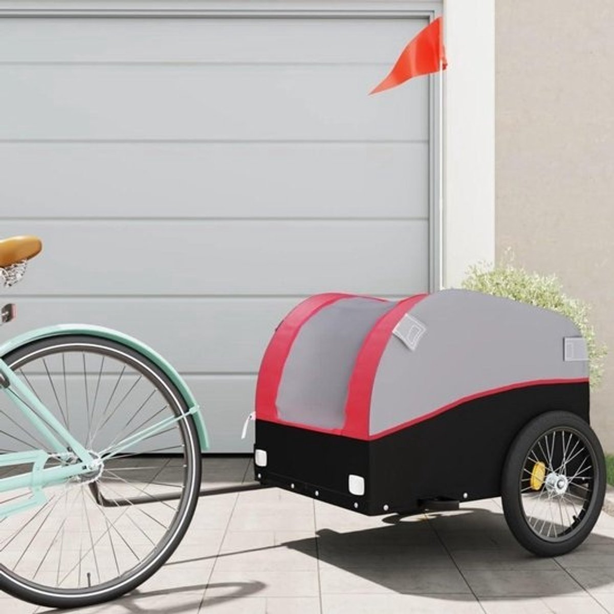 Fietskar - Transportkar - Goederen Vervoeren - Max 45 kg draagvermogen - 126 cm lengte - Zwart en rood