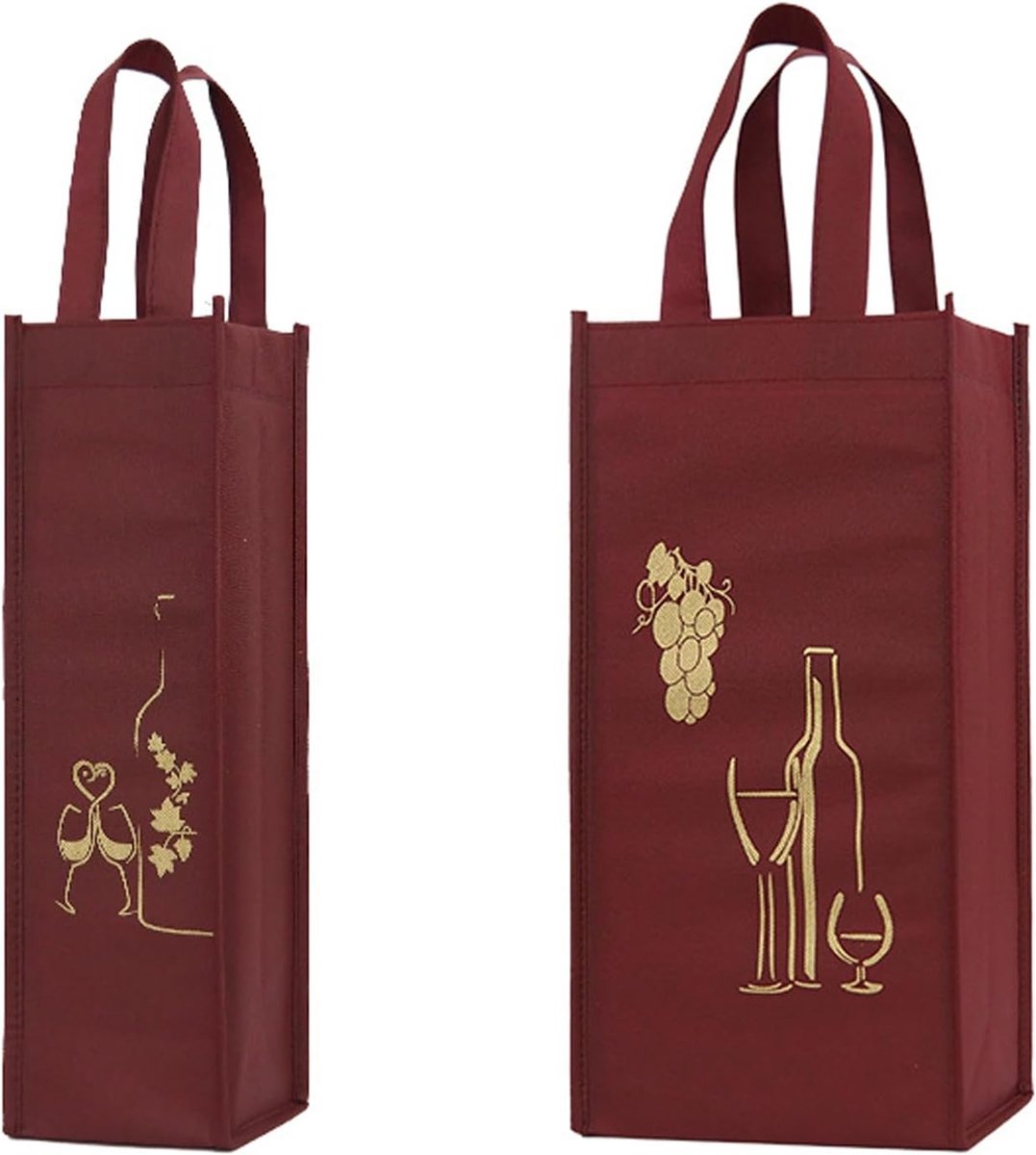 2 stuks wijnfles geschenkzakken, herbruikbare draagbare wijndrager, geschenktas, voor feestartikelen, reizen, bruiloft, Kerstmis