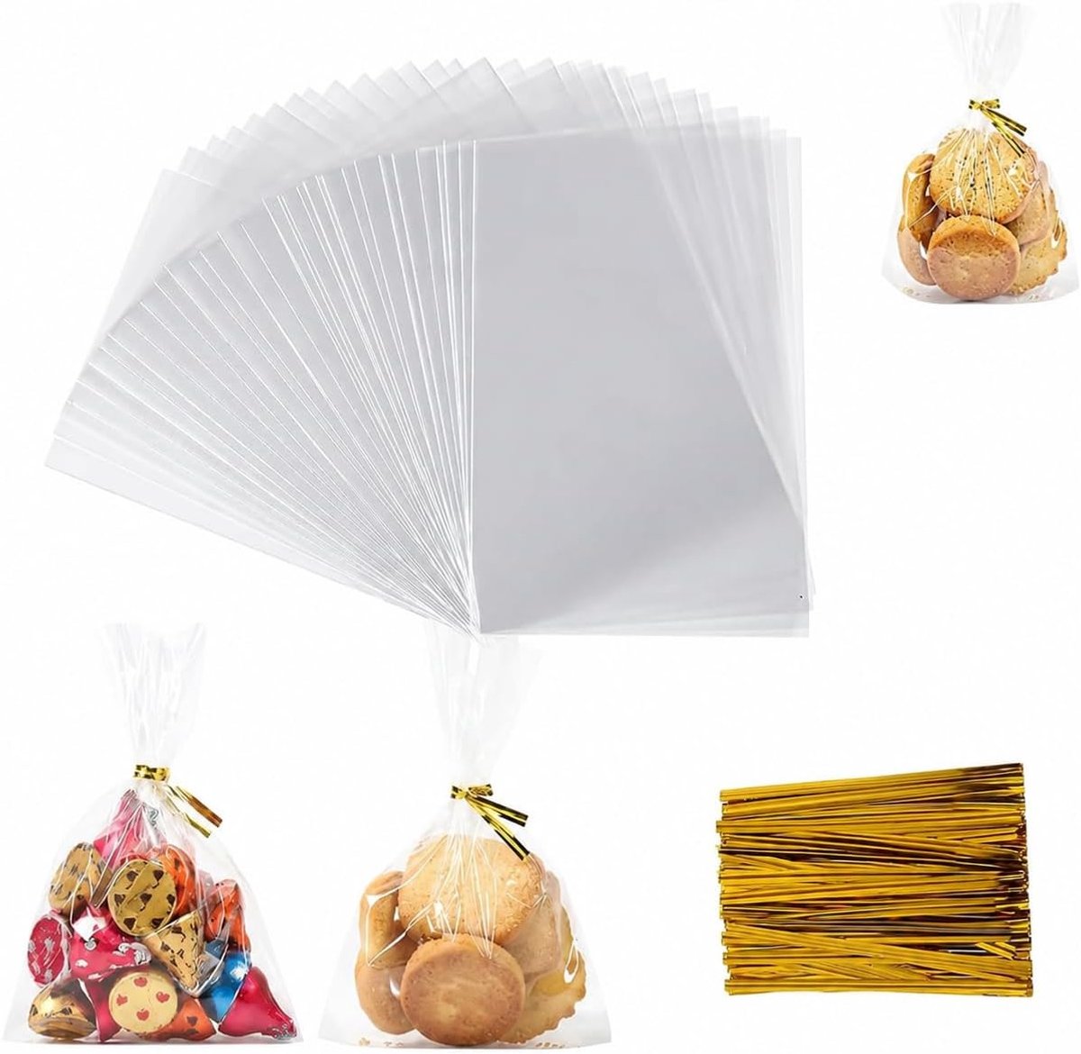 cadeauzakken 100 stuks 15 x 30 cm voedselveilig waterdicht stevig plastic voor snoep gebak geschenken feestverpakkingen milieuvriendelijk herbruikbaar