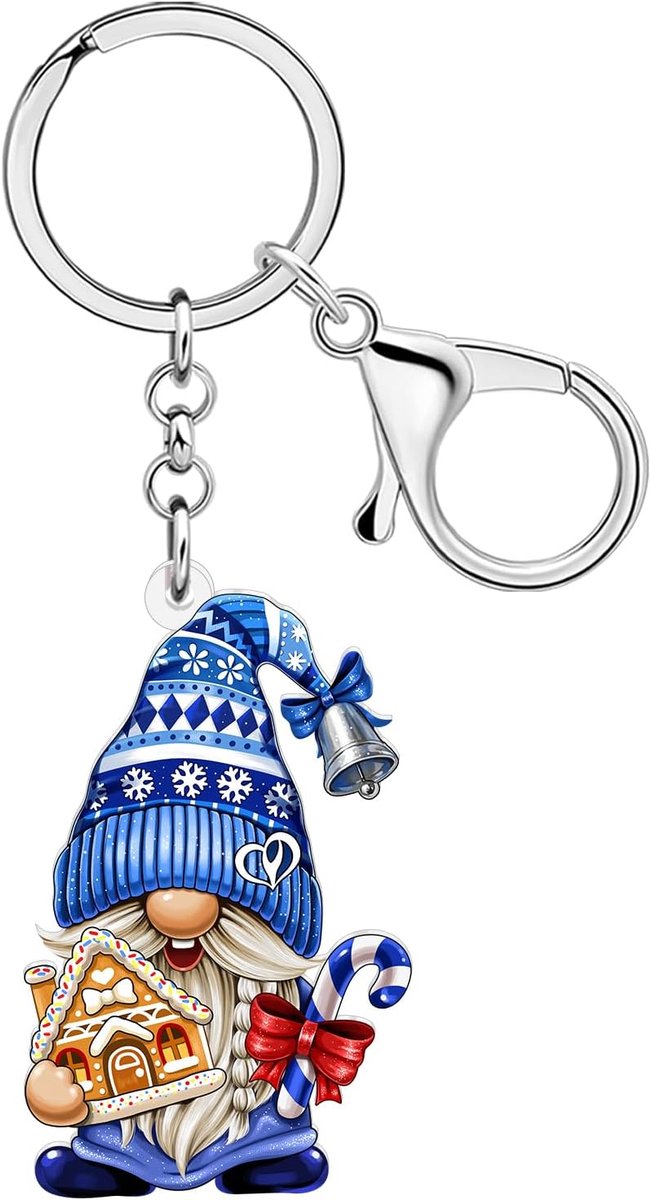 Blauwe Kabouter Sleutelhanger Kerst Kabouters Geschenken Voor Vrouwen, Kerst Sleutelhangers Xmas Kerstman Accessoires Winter Charms
