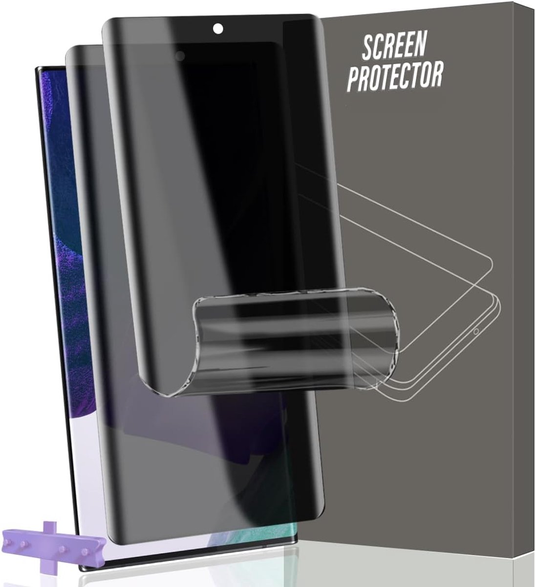 2 stuks displaybeschermfolie voor Samsung Galaxy Note 20 Ultra [geen glas], privacy flexibiliteit TPU, volledige afdekking, displaybescherming, anti-spy privacy displayfolie