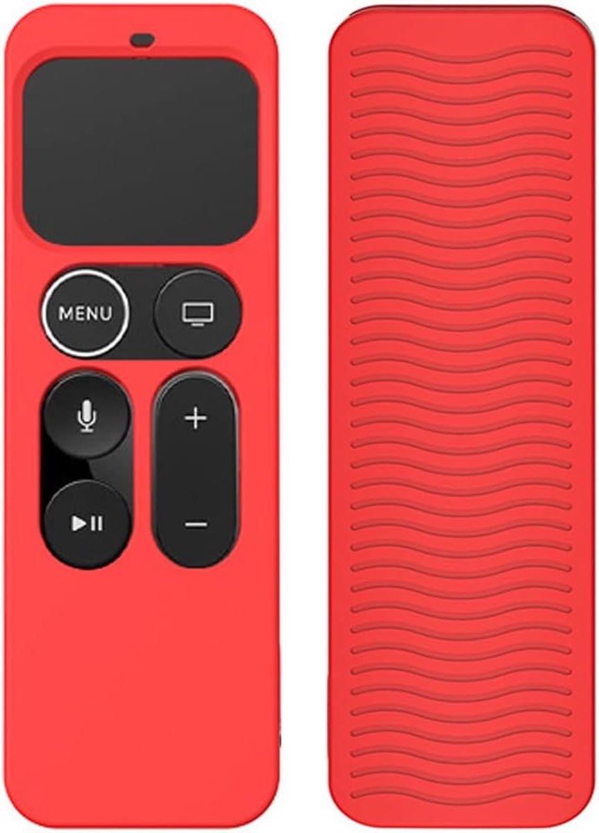 beschermhoes voor Apple TV 4K 4e en 5e generatie Siri afstandsbediening hoes, afstandsbedieningshoes voor tv-accessoires, antislip beschermhoes (Red Not Glow)