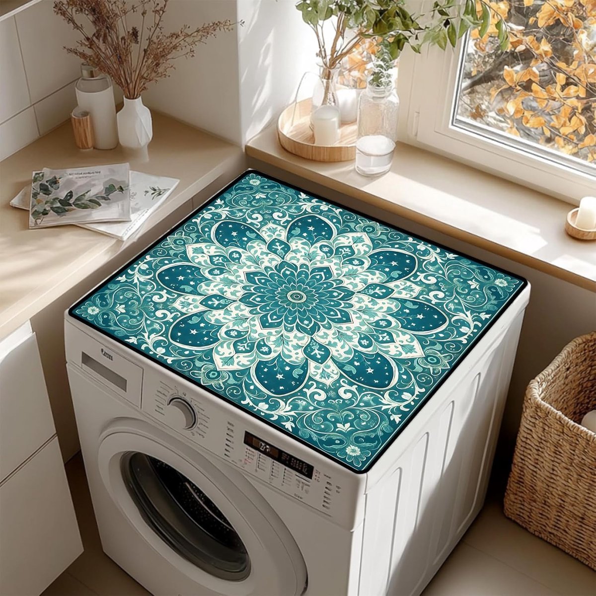Wasmachine-onderlegger, 60 x 60 cm, afdekking voor wasmachine, universeel, wasmachine-onderlegger, zacht en op maat te snijden, wasmachinehoes voor wasmachine, droger