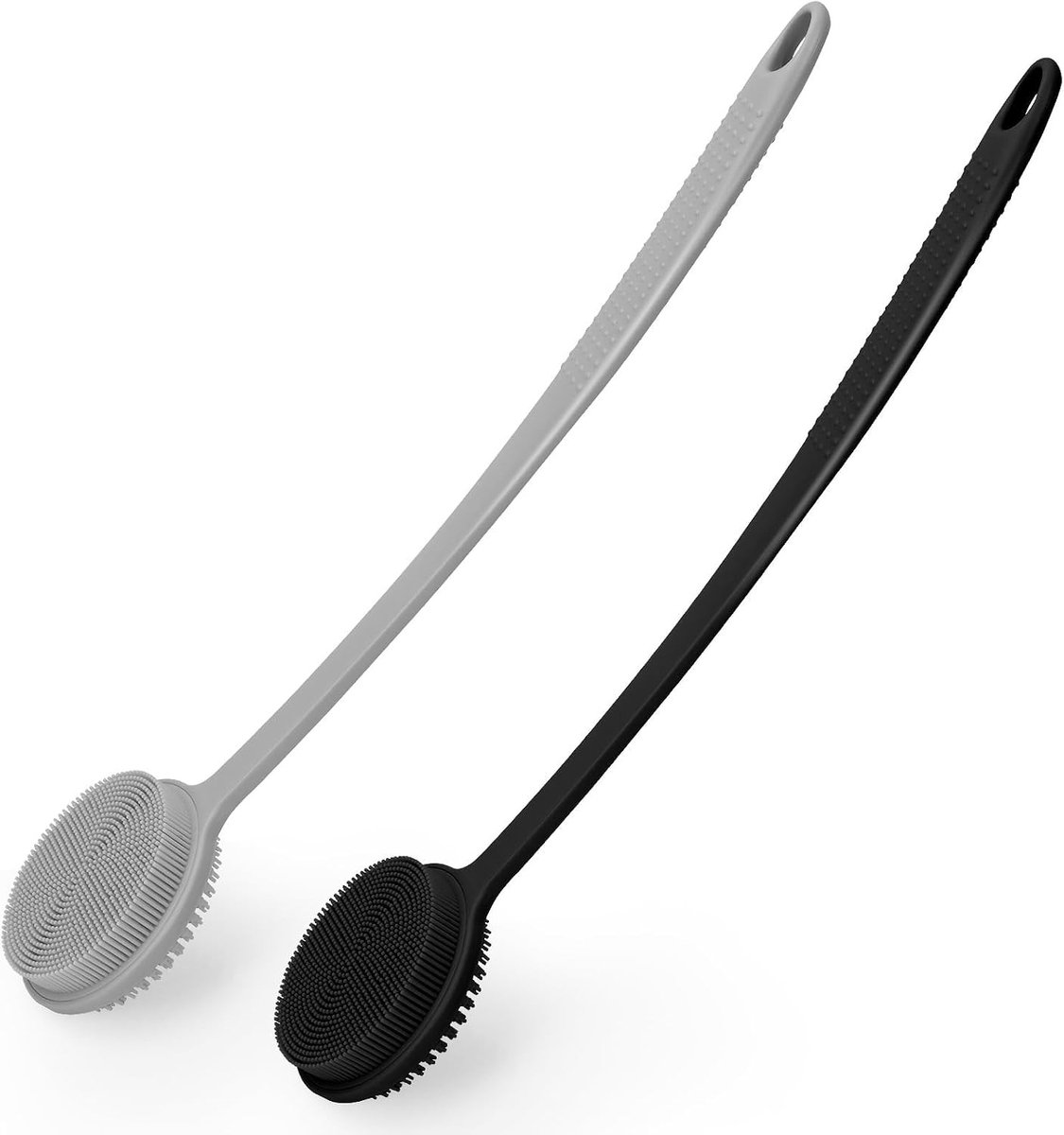 Exfoliërende Lichaamsborstel Set van 2 - Lange Handgreep voor Douche en Bad, Dubbelzijdige Scrubber voor Een Gladde Huid