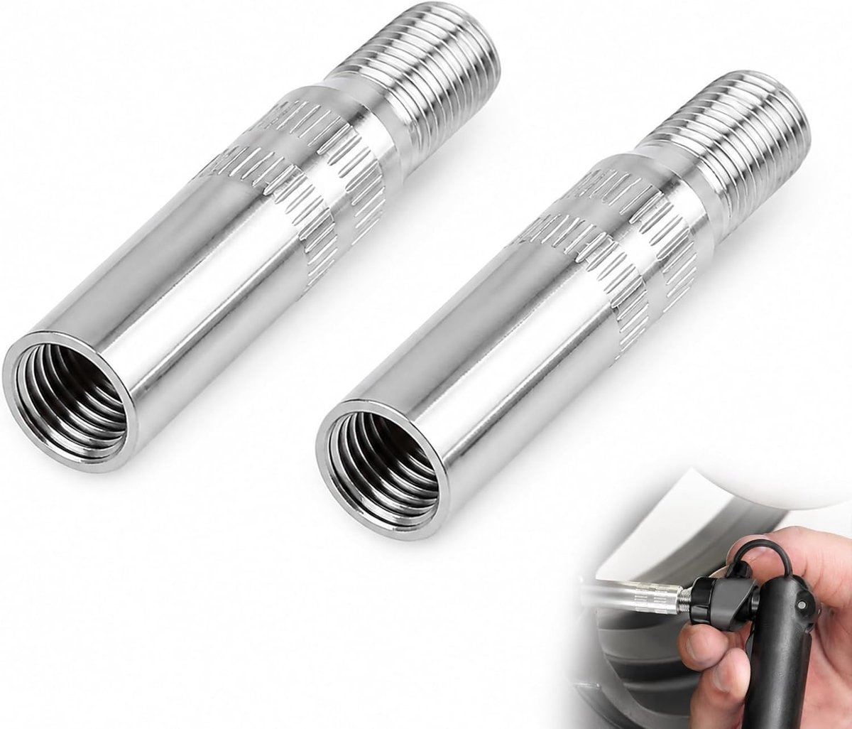 2 stuks 39 mm ventieladapter autoventiel, ventielverlenging, ventielverlenging, autoventiel, ventielverlenging, e-scooter, zilver, bandenventieladapter voor fiets, scooter en voertuigen