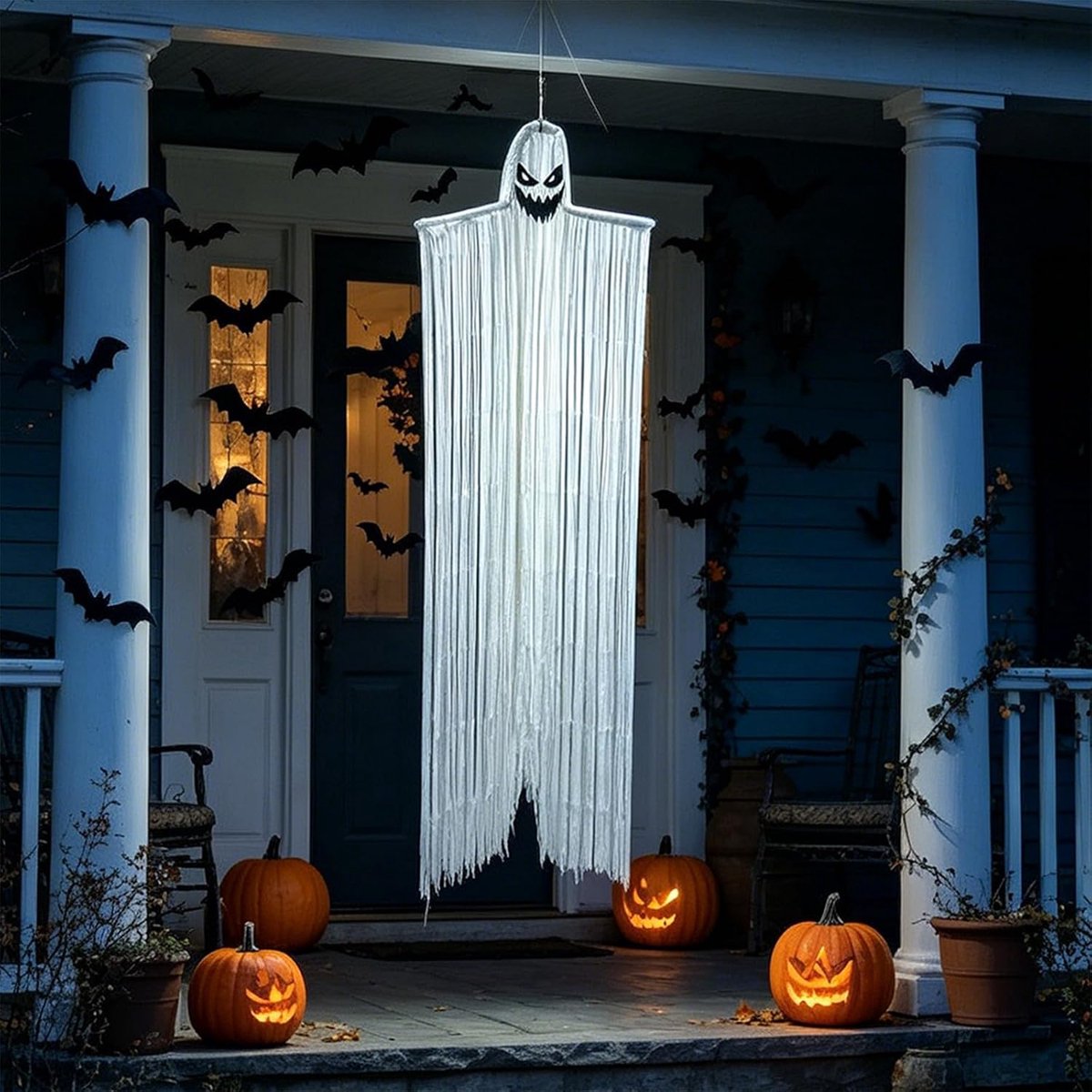 decoratie lange kwasten duivelhanger veranda-binnenplaats sfeerdecoratie, griezelige spookgezicht hanger
