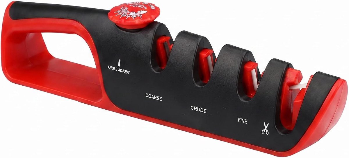 5-in-1 met instelbare hoek (14°-24°), handmatige messenslijper voor keukenmessen, scharen en zakmessen, professionele messenslijper met wolfraamstaal, diamantkeramiek, antislip