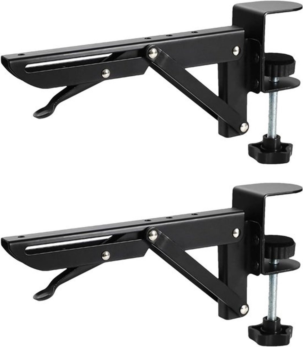 Bureau Verlengstuk - Bureau Steun - Extra Werkruimte - Geen Gaten Nodig - 19 x 5.5 cm - Zwart