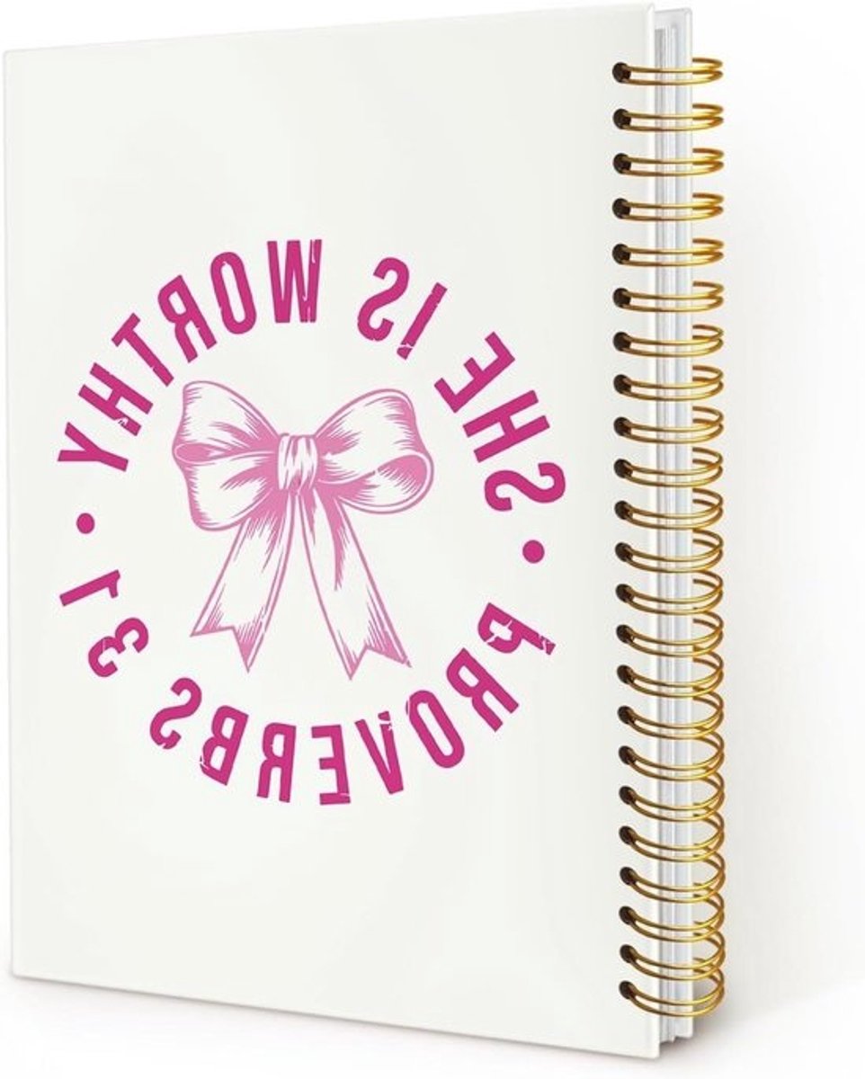 Wheatwin Roze Coquette Boog Christelijk Spiraal Notitieboek, Spreuken 31 Vrouw Bijbel Journaling Notebook, Gebed Journal voor Vrouw, Kerk Notities Journal, Schrift Hardcover Notebooks 5.5x8.3