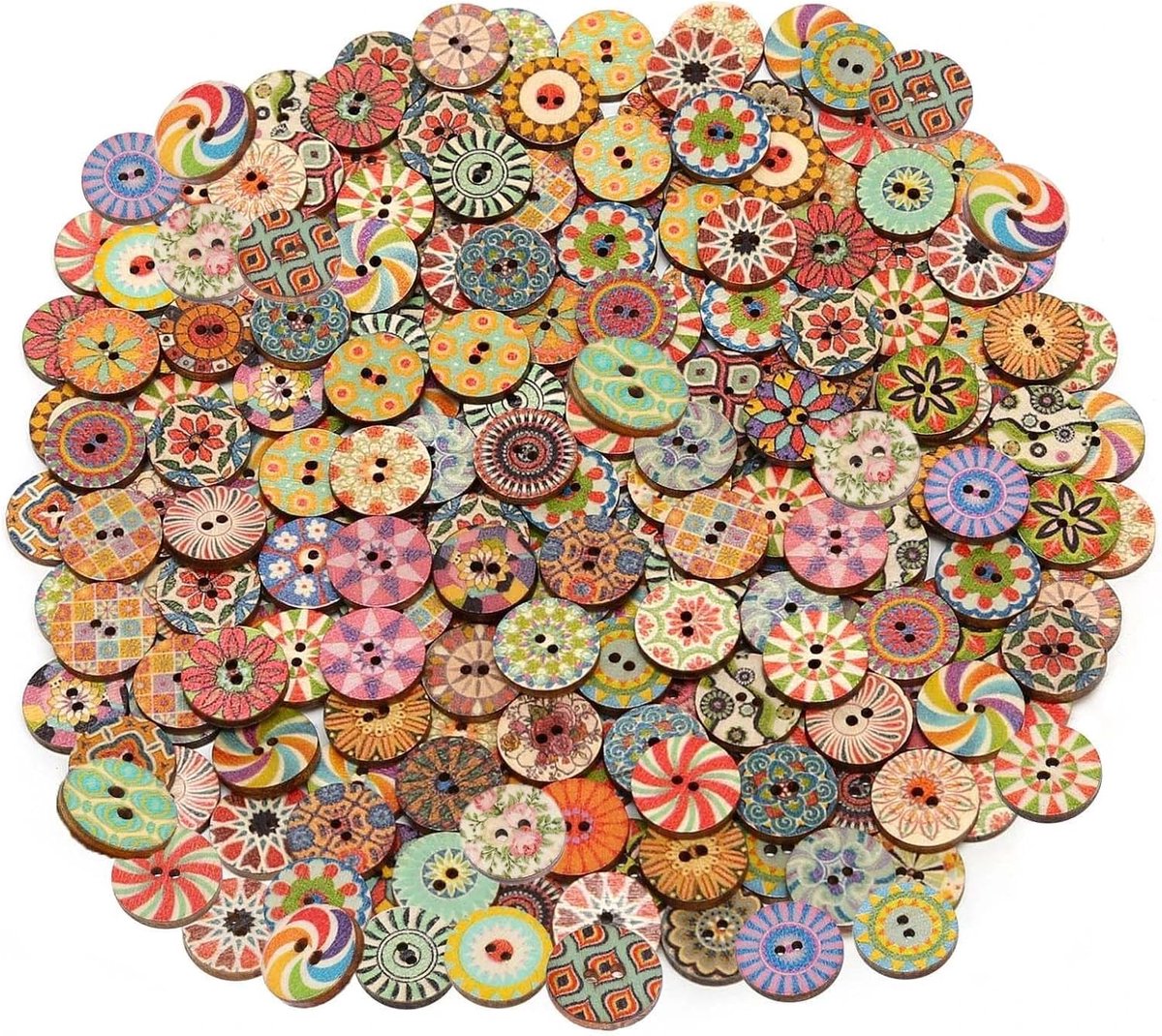 Knopen, 15 mm, vintage stijl, gemengde bloemen, om te knutselen, naaien, knutselen, als cadeau