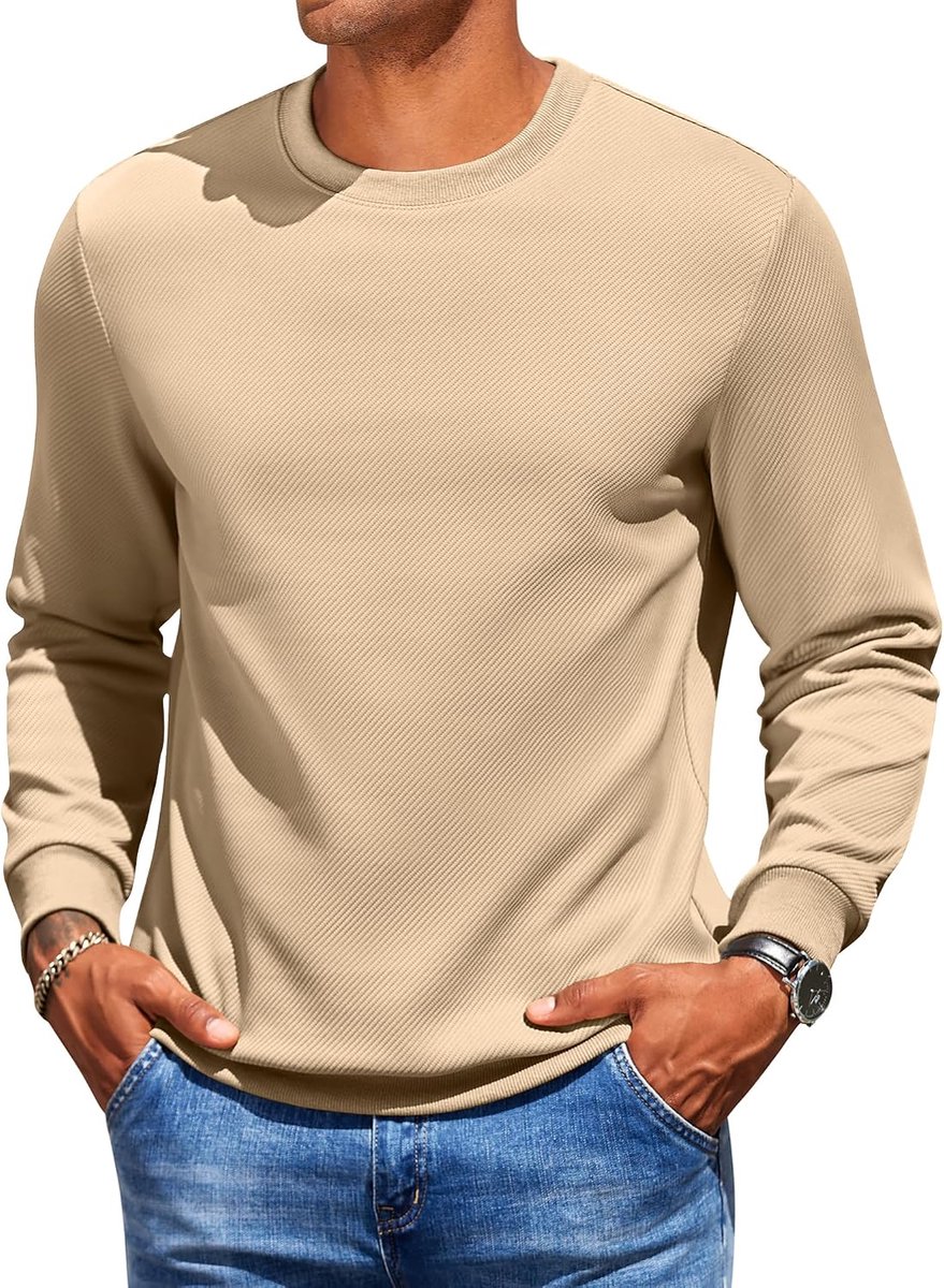 Heren Sweatshirt Met Ronde Hals Casual Pullover Crewneck Sweatshirt Zonder Capuchon Shirt Met Lange Mouwen Basic Sweatshirts Voor Mannen | Pullover, ronde hals, ronde hals, sweatshirts voor heren, basic, vrije tijd