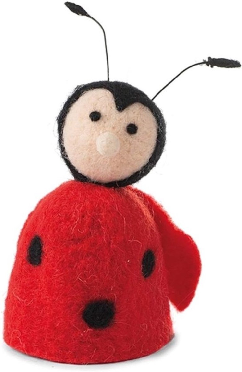 Eierwarmer Vilt - Grappig Figuur - Ontbijt Tafel Decoratie - Handgemaakt Ontwerp - 10 cm Hoog - Rood