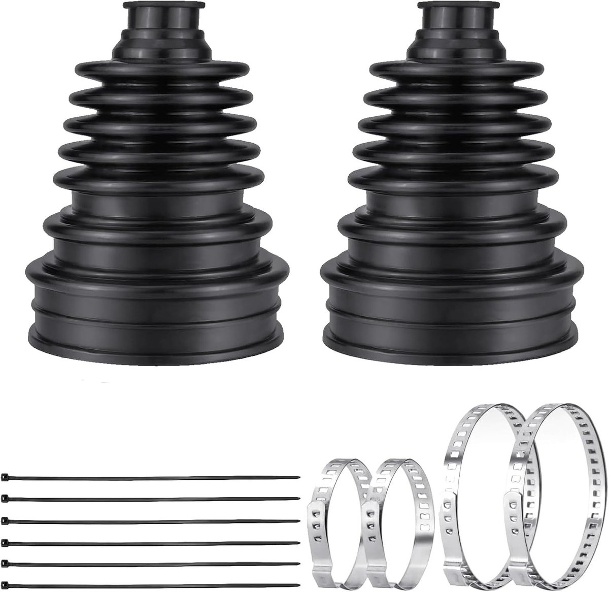 Reparatieset voor Boot, Homokinetische Vouwmanchet en Universele Dekking voor CV-verbinding, Inclusief Klemmen en Kabelbinders, Geschikt voor 19-24 mm, Set van 2 (Zwart)